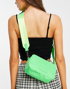 Неоново-зеленая сумка с длинным ремешком под кожу крокодила Claudia Canova-Зеленый цвет