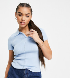 Голубой топ в рубчик с воротником (от комплекта) Missguided-Белый