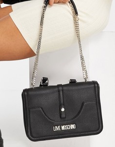 Черная сумка с ремешком-цепочкой на плечо Love Moschino-Черный цвет