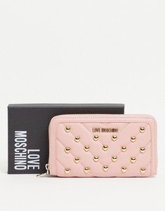 Розовый кошелек с декоративными заклепками Love Moschino-Розовый цвет