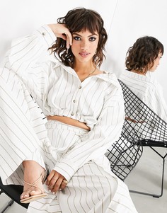Укороченная рубашка в полоску ASOS Edition-Белый