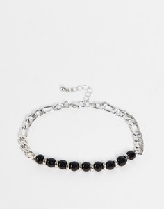 Серебристый браслет-цепочка с бусинами ASOS DESIGN