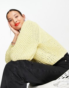 Желтый трикотажный укороченный джемпер из синели Topshop
