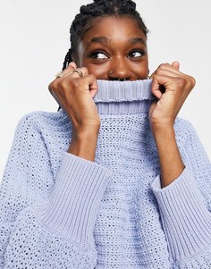Голубой вязаный укороченный джемпер из синели Topshop