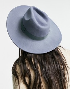 Синяя фетровая шляпа с широкими полями и регулируемым ремешком ASOS DESIGN-Голубой