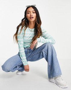 Голубой облегающий топ в полоску с эффектом тай-дай ASOS DESIGN