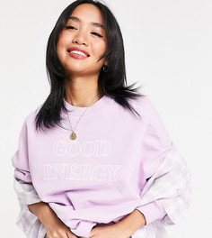 Свитшот сиреневого цвета с принтом Good Energy ASOS DESIGN Petite-Фиолетовый цвет