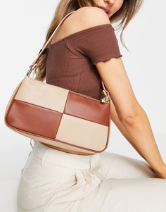 Тонкая сумка на плечо в коричневом и бежевом цвете в стиле 90-х ASOS DESIGN-Многоцветный