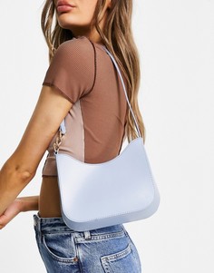 Голубая сумка на плечо с закругленными краями и звеньями цепочки ASOS DESIGN-Голубой