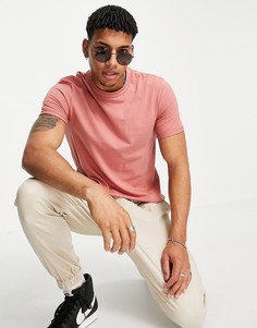Розовая выбеленная футболка с отворотами на рукавах ASOS DESIGN-Розовый цвет