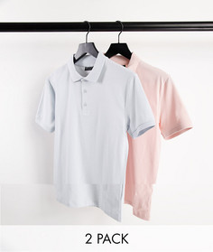 Набор из 2 обтягивающих трикотажных поло ASOS DESIGN-Многоцветный