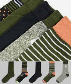 Набор из 5 пар носков цвета хаки Jack & Jones-Зеленый цвет