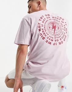 Розовая футболка в стиле oversized с принтом на спинке Only & Sons-Розовый цвет
