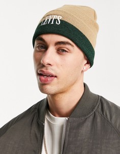 Черная шапка-бини в стиле колор блок с логотипом Levis-Коричневый цвет Levis®
