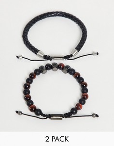 Набор браслетов с бусинами двух цветов Ben Sherman-Черный цвет