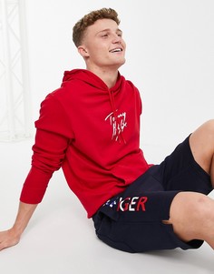 Красный домашний худи с логотипом на груди Tommy Hilfiger