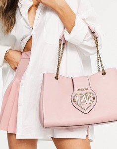 Розовая сумка-тоут с цепочкой Love Moschino-Розовый цвет