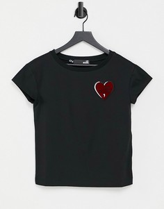 Черная футболка с маленьким логотипом в виде сердца Love Moschino-Черный