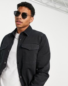 Черная рубашка навыпуск River Island-Черный