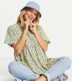 Топ с присборенной отделкой и мелким цветочным принтом в стиле "casual" ASOS DESIGN Maternity-Желтый