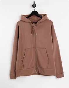 Коричневый oversized-худи на молнии ASOS DESIGN-Фиолетовый цвет