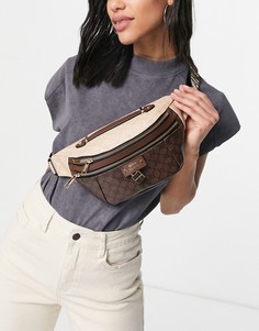 Коричневая сумка-слинг через плечо с монограммой River Island-Коричневый цвет