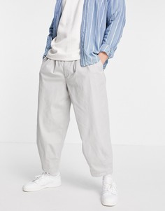 Светло-серые укороченные широкие брюки-чиносы ASOS DESIGN-Серый