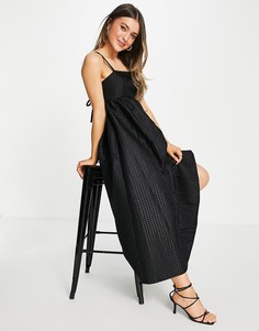Черное фактурное платье макси не бретелях ASOS DESIGN-Черный цвет