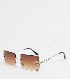 Прямоугольные солнцезащитные очки в стиле 00‑х со стразами South Beach-Коричневый цвет