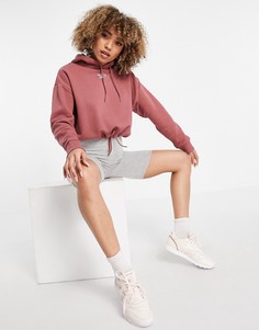 Худи ягодного цвета с маленьким логотипом по центру Reebok-Розовый цвет