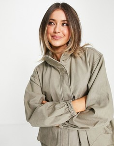 Коричневая льняная oversized-куртка ASOS DESIGN-Коричневый цвет