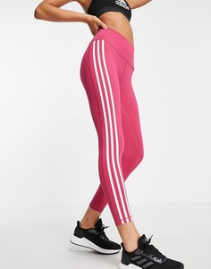 Розовые леггинсы с 3 полосками adidas Training Believe-Розовый цвет
