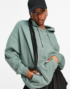 Худи оливково-зеленого цвета на молнии в стиле "super oversized" из органического хлопка (от комплекта) ASOS DESIGN-Зеленый цвет