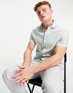 Льняная рубашка мятного цвета ASOS DESIGN Wedding-Зеленый цвет