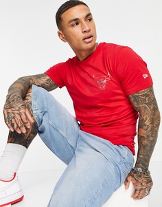 Красная футболка с логотипом на груди и спине New Era NBA Chicago Bulls-Красный