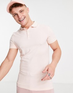 Облегающее трикотажное поло из органического хлопка светло-розового цвета ASOS DESIGN-Розовый цвет