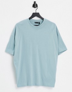 Выбеленная футболка синего цвета в стиле oversized ASOS DESIGN-Серый