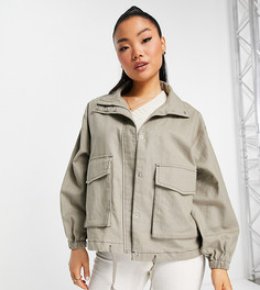 Коричневая льняная oversized-куртка ASOS DESIGN Petite-Коричневый цвет