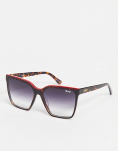 Женские солнцезащитные очки в квадратной черепаховой оправе Quay Level Up-Коричневый цвет