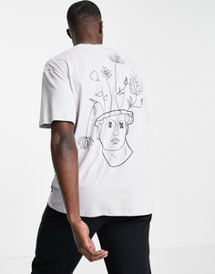 Фиолетовая oversized-футболка с принтом в виде головы Венеры Only & Sons-Фиолетовый цвет