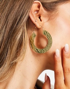 Золотистые серьги-кольца с плоским чеканным дизайном ASOS DESIGN-Золотистый