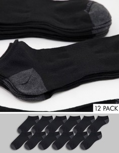Набор из 12 пар черных спортивных носков Pro Player-Черный цвет