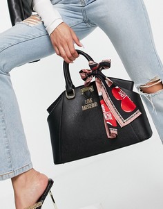 Черная сумка на плечо с шарфом Love Moschino-Черный цвет