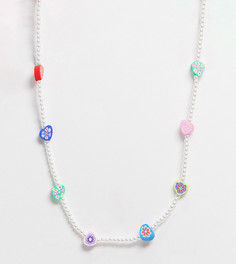 Ожерелье из искусственного жемчуга с бусинами с цветочным узором ASOS DESIGN Curve-Многоцветный