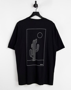 Черная oversized-футболка с принтом-наброском в виде кактуса Topman-Черный цвет