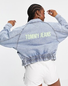 Укороченная джинсовая куртка голубого цвета в стиле карго Tommy Jeans-Голубой