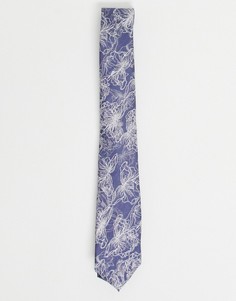 Синий галстук с цветочным принтом River Island-Голубой