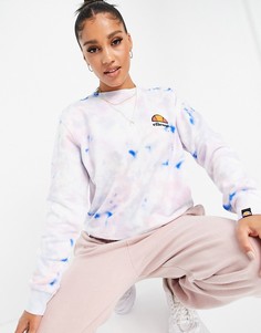 Розовый свитшот с логотипом и принтом тай-дай ellesse-Розовый цвет