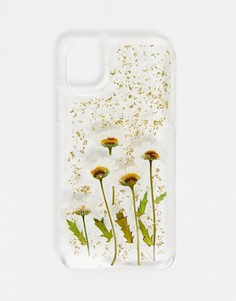 Прозрачный чехол для iPhone 11 с цветочным дизайном Monki-Многоцветный