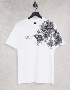 Белая футболка с цветочным принтом River Island-Белый